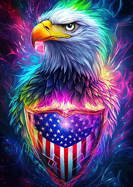 Patriotic Eagle American Flag Shield