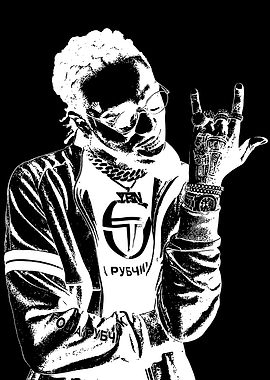 Black and White Portrait of Rapper