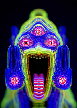 Abstract Alien Creature with Open Mouth