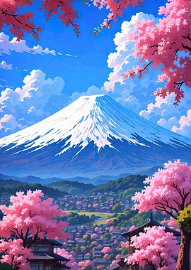Mount Fuji with Cherry Blossoms