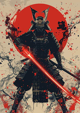 Samurai Warrior with Red Energy Blade