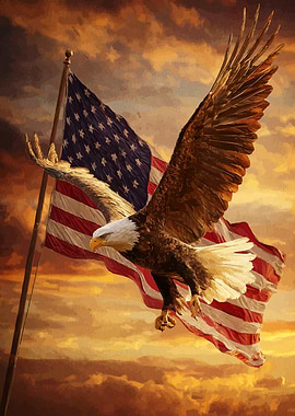 Eagle and American Flag