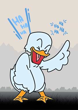 Cartoon Duck Laughing Hysterically