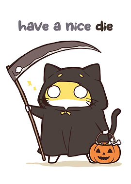 Cute Grim Reaper Cat Halloween