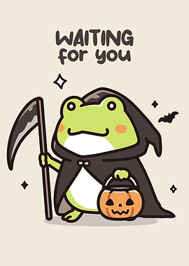 Cute Halloween Frog Grim Reaper