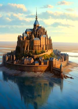 Mont Saint-Michel Castle on Water