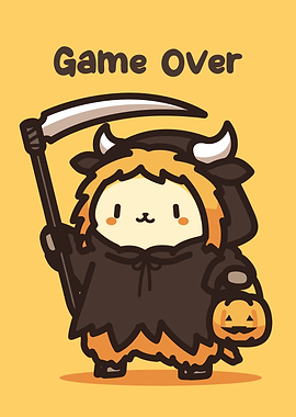 Cute Halloween Game Over Illustration