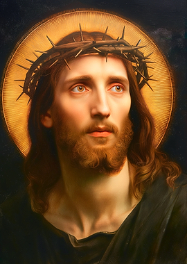 Jesus Christ Portrait with Crown of Thorns