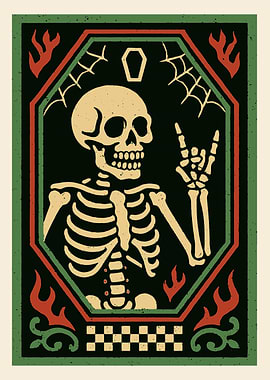 Skeleton Rock On Illustration