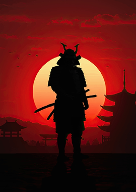Samurai Silhouette at Sunset