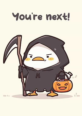 Duck Grim Reaper Halloween Cartoon