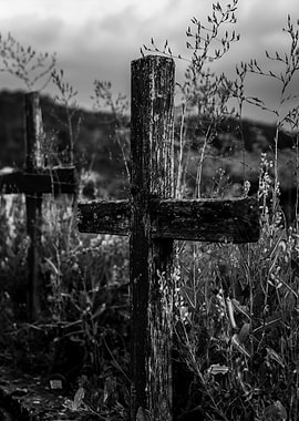 Black and White Cemetery Crosses