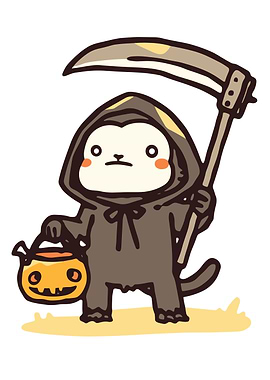 Cute Grim Reaper Cartoon Illustration