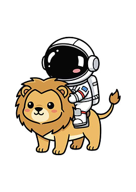 Astronaut riding a lion
