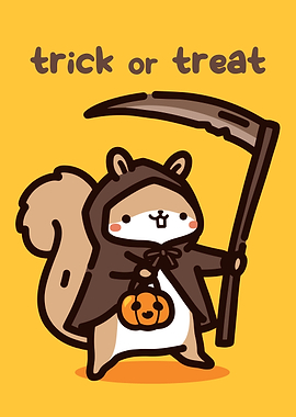 Cute Halloween Squirrel with Scythe