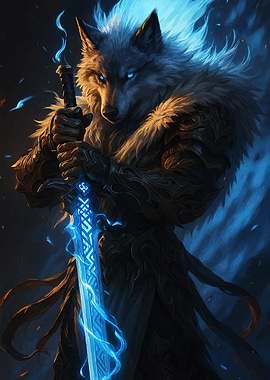 Wolf Warrior with Glowing Sword