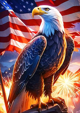American Eagle Flag Fireworks