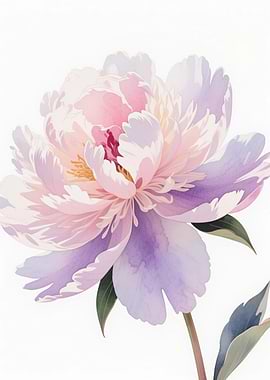 Pastel Peony Flower Watercolor Illustration