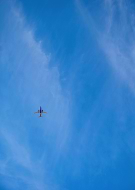 Airplane flying in a blue sky