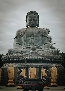 Giant Buddha Statue in a Garden