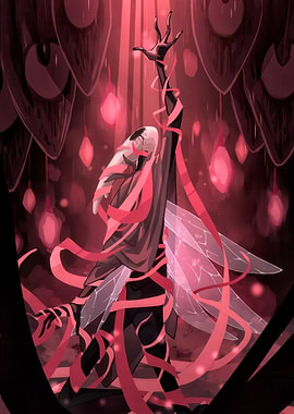 Red Abstract Figure with Wings