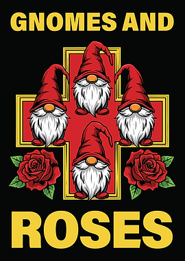 Gnomes and Roses Graphic Art