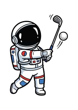 Astronaut playing golf