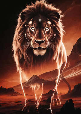 Majestic Lion Glowing Eyes
