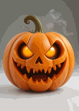 Evil Jack-o'-Lantern with Glowing Eyes