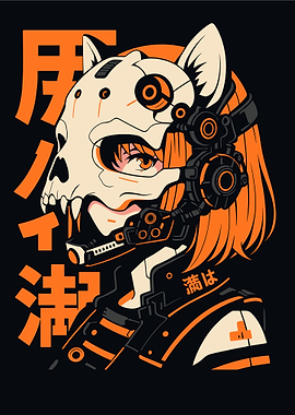 Cyberpunk Anime Girl with Mask