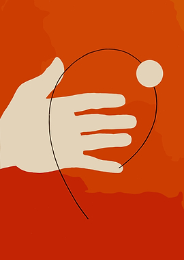 Hand and Circle Abstract Art