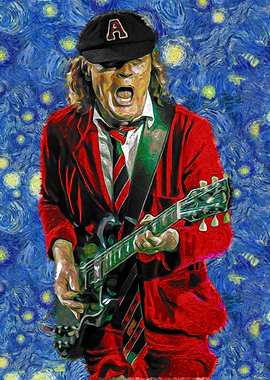AC/DC Guitarist in Van Gogh Style