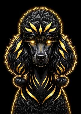 Elegant Black and Gold Poodle Portrait