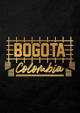 Bogota Colombia Gold Text Art