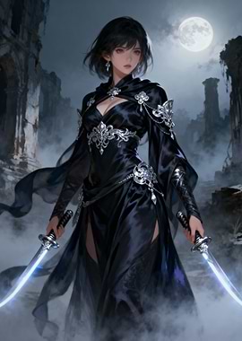 Female Warrior with Dual Swords