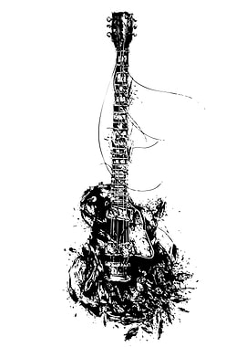 Abstract Black and White Guitar Art
