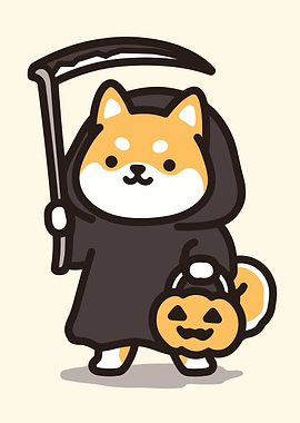 Shiba Inu Grim Reaper Halloween