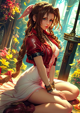 Aerith Gainsborough in a Floral Setting