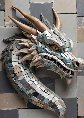 Mosaic Dragon Head Wall Art