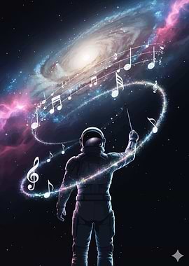 Astronaut Conducting Music in Space