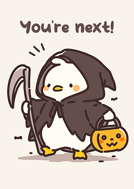 Cute Grim Reaper Penguin Halloween