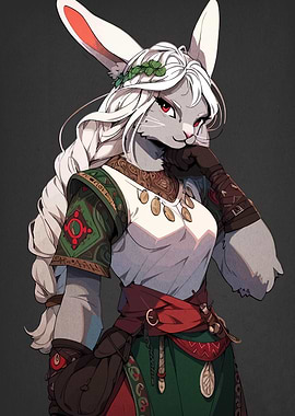 Anthropomorphic Rabbit Character in Fantasy Attire