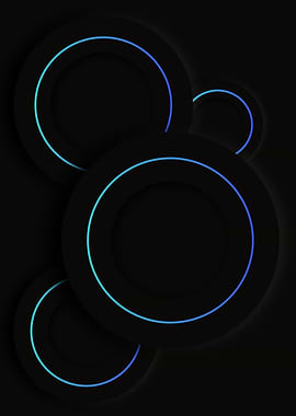 Abstract Neumorphism Dark Circles with Blue Outlines