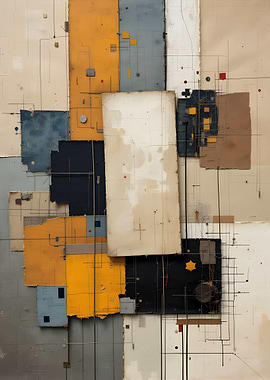 Abstract Geometric Collage with Neutral Tones