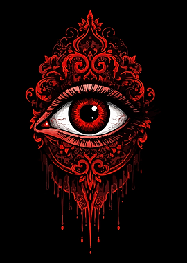 Red Eye with Ornate Design