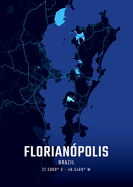 Florianópolis Midnight City Map