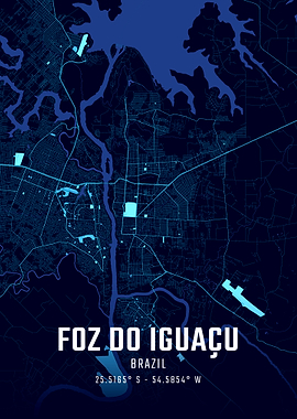 Foz do Iguaçu Midnight City Map