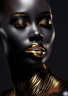 Golden Glamour: Black and Gold Portrait