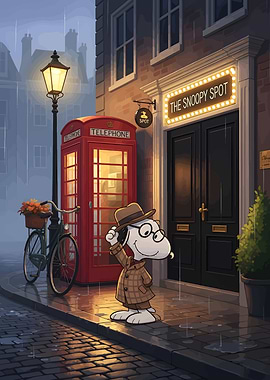 Snoopy in London Rainy Day