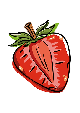 Strawberry Slice Fruit Illustration